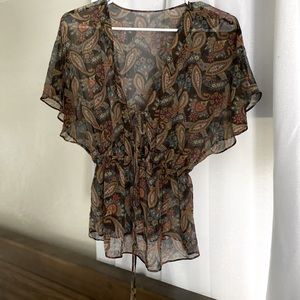 Sheer brown floral blouse